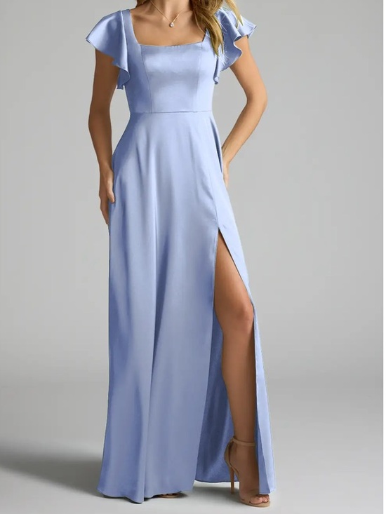 Azazie Dresses & Skirts - AZAZIE BONDI ICE A-LINE BOW STRETCH SATIN DRESS